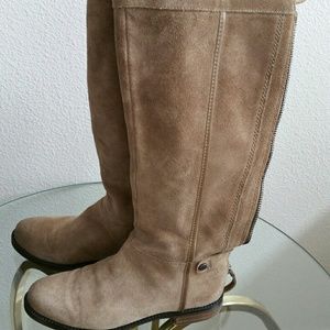 Suede tan riding boots